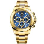 Fashion, accesorii si bijuterii - Barbati - Bijuterii barbati - Ceasuri barbati - Ceas barbatesc de mana Olevs Mecanic Automatic Luxury Elegant Cronograf Data Analog Auriu/Albastru - Infinity.ro