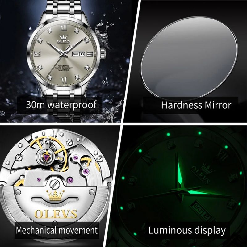 Fashion, accesorii si bijuterii - Barbati - Bijuterii barbati - Ceasuri barbati - Ceas barbatesc Olevs Elegant Mecanic Automatic Analog Data Zilele saptamanii - Infinity.ro