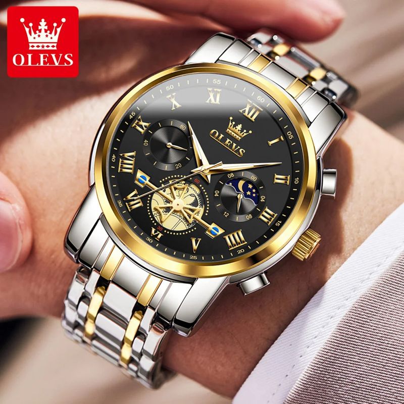 Fashion, accesorii si bijuterii - Barbati - Bijuterii barbati - Ceasuri barbati - Ceas barbatesc Olevs Quartz Analog Cronograf Fashion Argintiu Negru - Infinity.ro