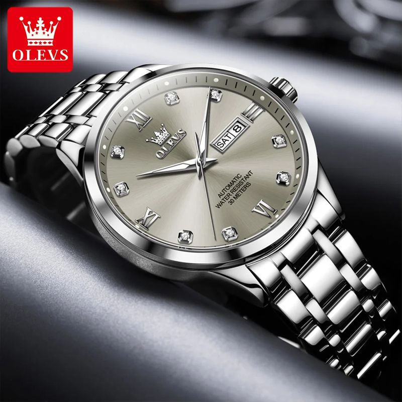 Fashion, accesorii si bijuterii - Barbati - Bijuterii barbati - Ceasuri barbati - Ceas barbatesc Olevs Elegant Mecanic Automatic Analog Data Zilele saptamanii - Infinity.ro