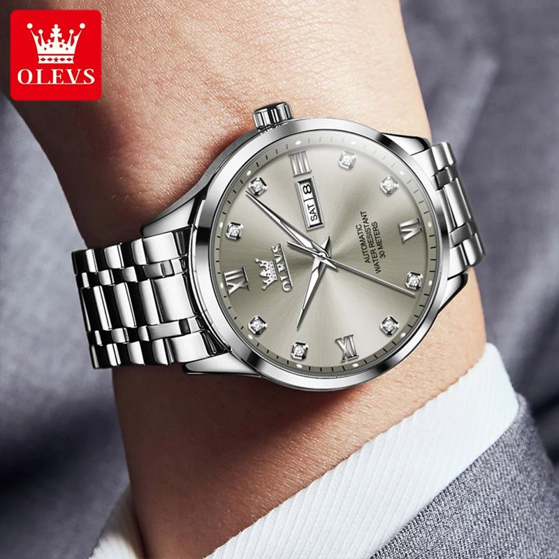 Fashion, accesorii si bijuterii - Barbati - Bijuterii barbati - Ceasuri barbati - Ceas barbatesc Olevs Elegant Mecanic Automatic Analog Data Zilele saptamanii - Infinity.ro