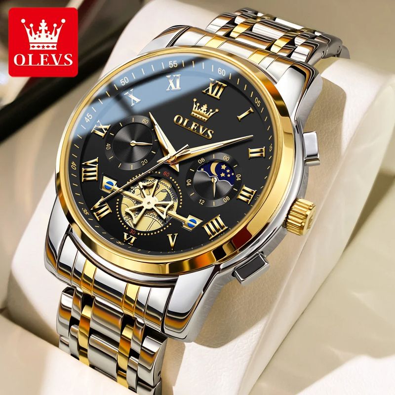 Fashion, accesorii si bijuterii - Barbati - Bijuterii barbati - Ceasuri barbati - Ceas barbatesc Olevs Quartz Analog Cronograf Fashion Argintiu Negru - Infinity.ro