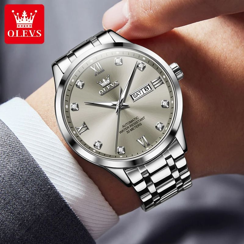 Fashion, accesorii si bijuterii - Barbati - Bijuterii barbati - Ceasuri barbati - Ceas barbatesc Olevs Elegant Mecanic Automatic Analog Data Zilele saptamanii - Infinity.ro