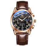 Fashion, accesorii si bijuterii - Barbati - Bijuterii barbati - Ceasuri barbati - Ceas barbatesc Olevs Piele Quartz Analog Clasic Business Maro - Infinity.ro