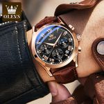Fashion, accesorii si bijuterii - Barbati - Bijuterii barbati - Ceasuri barbati - Ceas barbatesc Olevs Piele Quartz Analog Clasic Business Maro - Infinity.ro