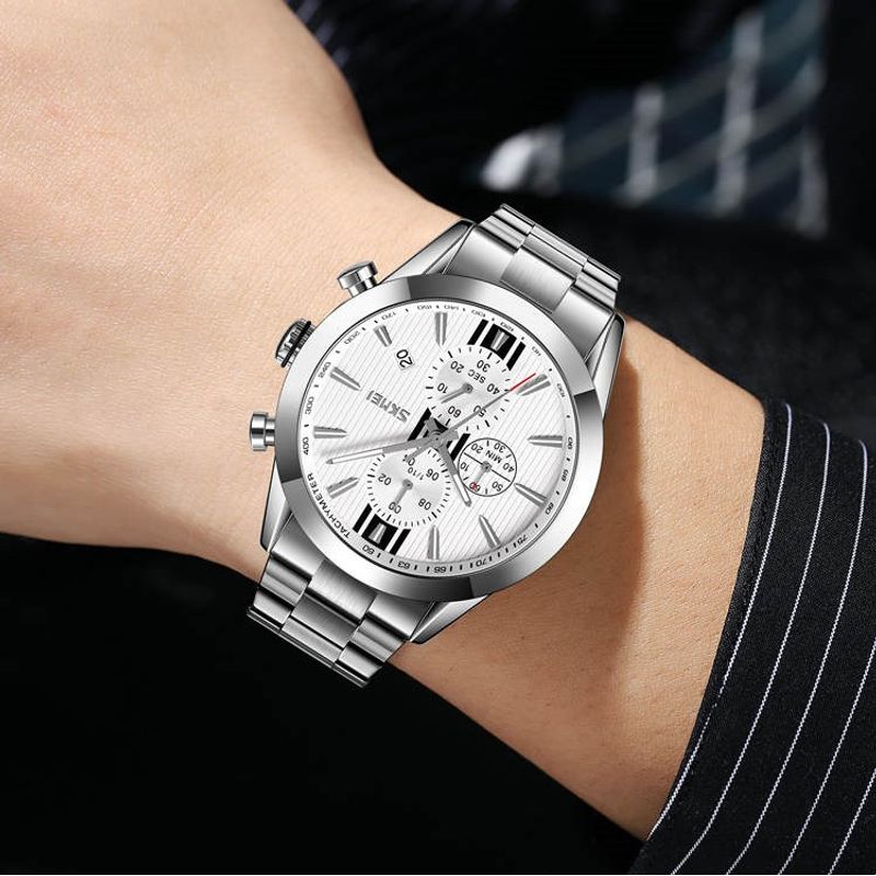 Fashion, accesorii si bijuterii - Barbati - Bijuterii barbati - Ceasuri barbati - Skmei Ceas de mana barbatesc Quartz Analog Data Otel Argintiu - Infinity.ro