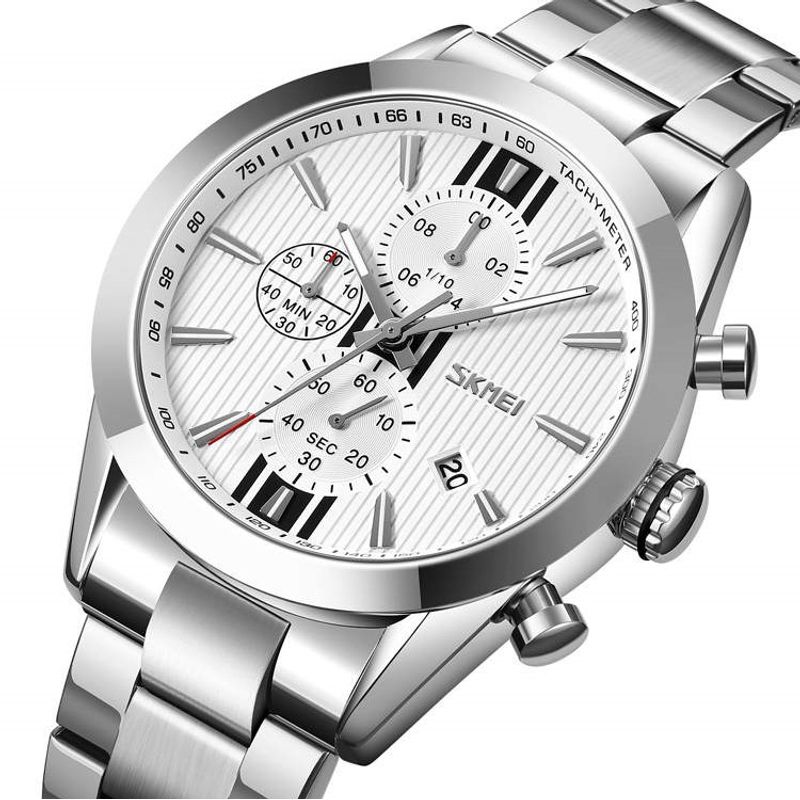Fashion, accesorii si bijuterii - Barbati - Bijuterii barbati - Ceasuri barbati - Skmei Ceas de mana barbatesc Quartz Analog Data Otel Argintiu - Infinity.ro