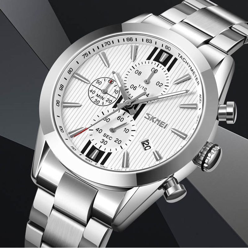 Fashion, accesorii si bijuterii - Barbati - Bijuterii barbati - Ceasuri barbati - Skmei Ceas de mana barbatesc Quartz Analog Data Otel Argintiu - Infinity.ro