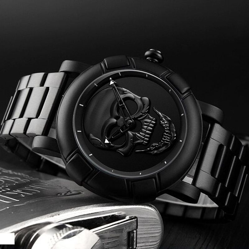 Fashion, accesorii si bijuterii - Barbati - Bijuterii barbati - Ceasuri barbati - Skmei Ceas barbatesc Craniu Analog Quartz Otel Negru - Infinity.ro
