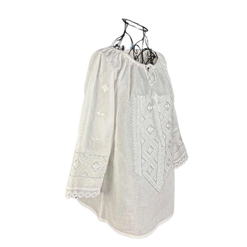 Fashion, accesorii si bijuterii - Femei - Imbracaminte femei - Camasi si bluze femei - Bluza dama RA25 alb/argintiu marimea S - Infinity.ro