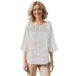 Fashion, accesorii si bijuterii - Femei - Imbracaminte femei - Camasi si bluze femei - Bluza dama RA25 alb/argintiu marimea S - Infinity.ro