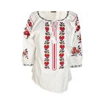 Fashion, accesorii si bijuterii - Femei - Imbracaminte femei - Camasi si bluze femei - Bluza dama RS25 alb/rosu bordo , marimea M - Infinity.ro