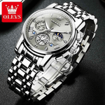 Fashion, accesorii si bijuterii - Barbati - Bijuterii barbati - Ceasuri barbati - Ceas Barbati OLEVS Quartz Original, Chronograph Multifunctional, Faza Lunii, Waterproof 30m, Otel Inoxidabil - Infinity.ro