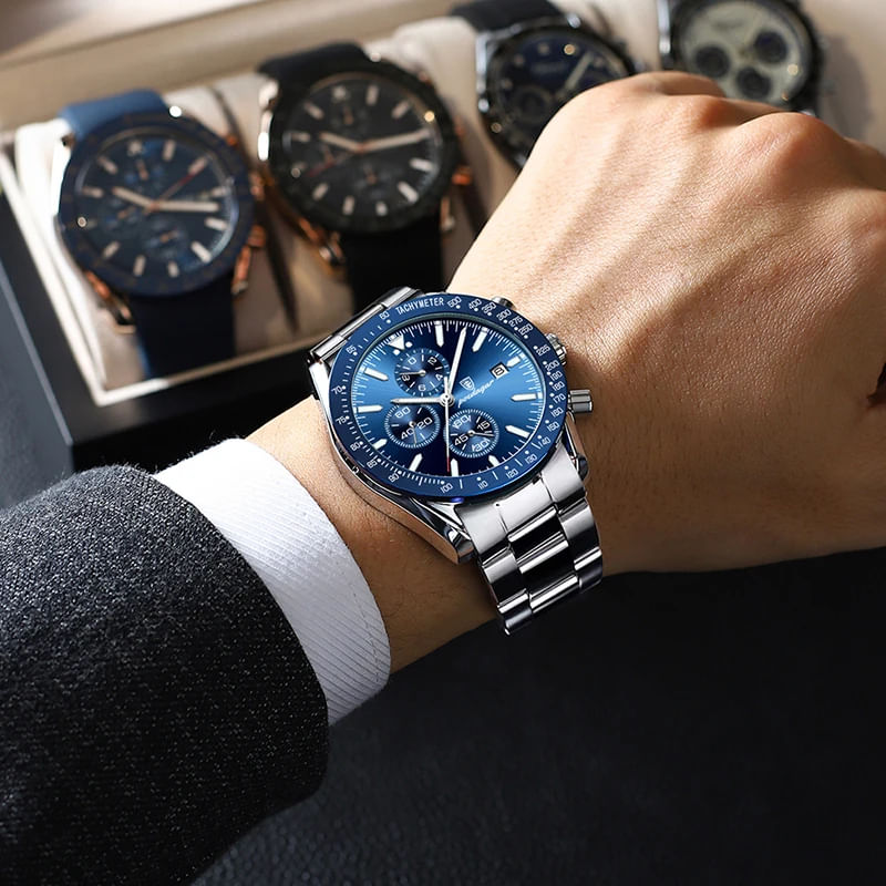 Fashion, accesorii si bijuterii - Barbati - Bijuterii barbati - Ceasuri barbati - Ceas barbatesc Poedagar Otel Analog Digital Cronograf Data Argintiu - Infinity.ro