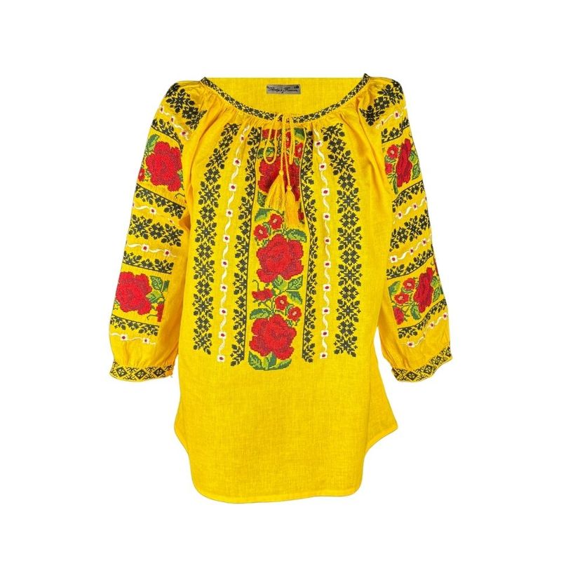Fashion, accesorii si bijuterii - Femei - Imbracaminte femei - Camasi si bluze femei - Bluza dama RS25 galben/rosu marimea S - Infinity.ro