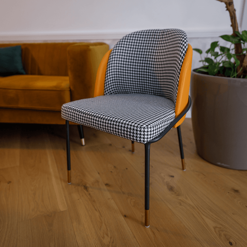 Casa si Gradina - Mobilier - Scaune si fotolii - Scaune - Scaun de luat masa, model alb-negru / piele ecologica camel, KIRNA - Infinity.ro