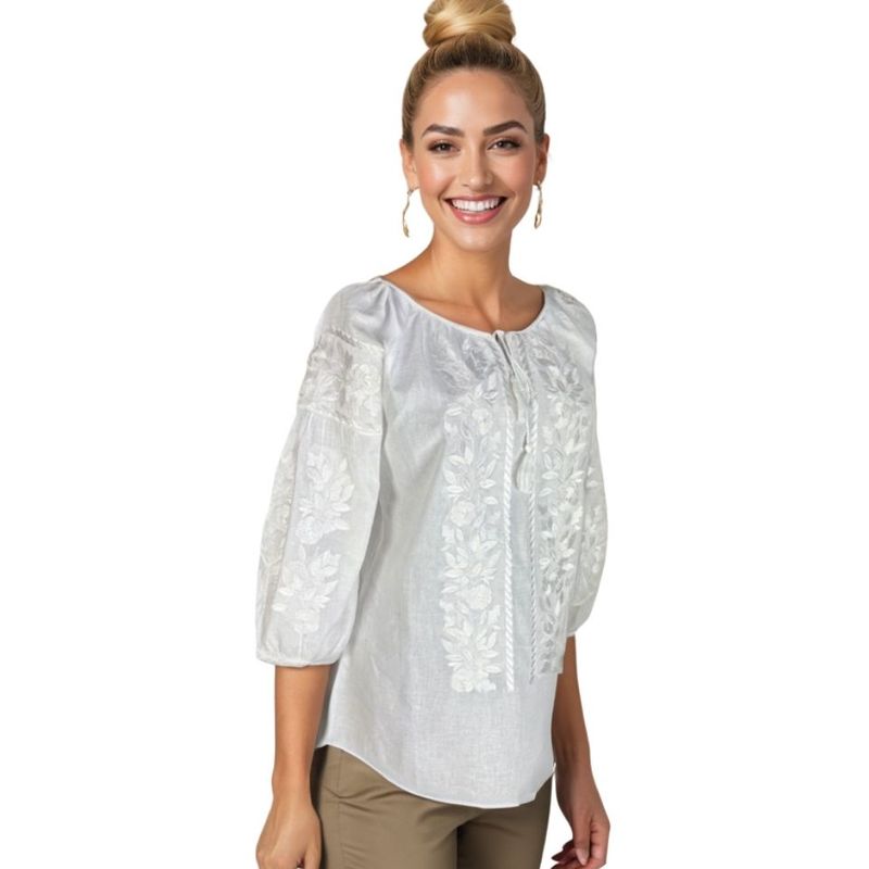 Fashion, accesorii si bijuterii - Femei - Imbracaminte femei - Camasi si bluze femei - Bluza dama DEC alb optic , marimea L - Infinity.ro