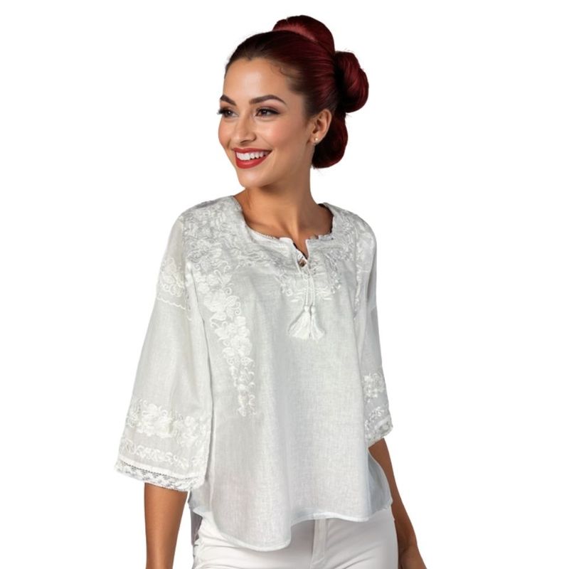 Fashion, accesorii si bijuterii - Femei - Imbracaminte femei - Camasi si bluze femei - Bluza dama DEC alb crystal marimea S - Infinity.ro
