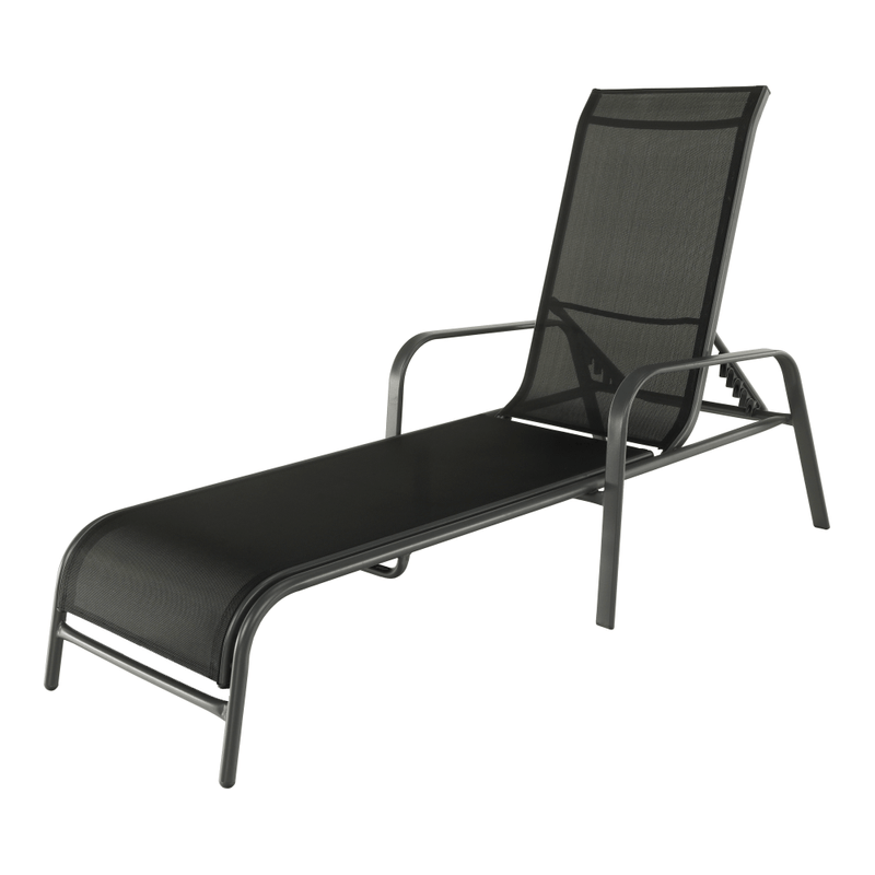Casa si Gradina - Gradina si terasa - Mobilier exterior - Scaune si sezlonguri gradina - Stivuibil sezlong de gradina reglabil, negru/gri, ATREO - Infinity.ro