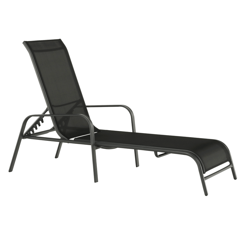 Casa si Gradina - Gradina si terasa - Mobilier exterior - Scaune si sezlonguri gradina - Stivuibil sezlong de gradina reglabil, negru/gri, ATREO - Infinity.ro