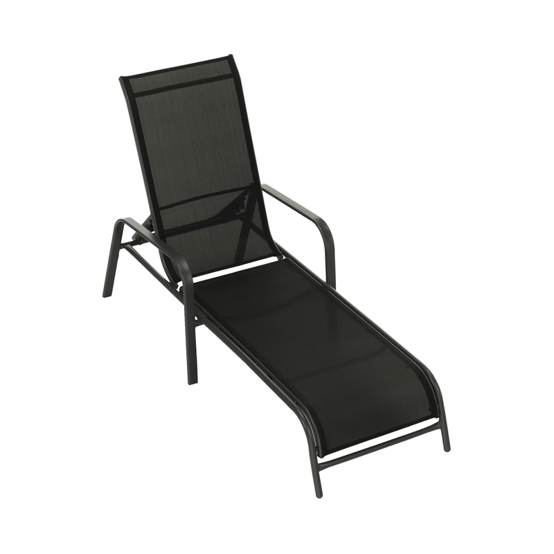 Casa si Gradina - Gradina si terasa - Mobilier exterior - Scaune si sezlonguri gradina - Stivuibil sezlong de gradina reglabil, negru/gri, ATREO - Infinity.ro