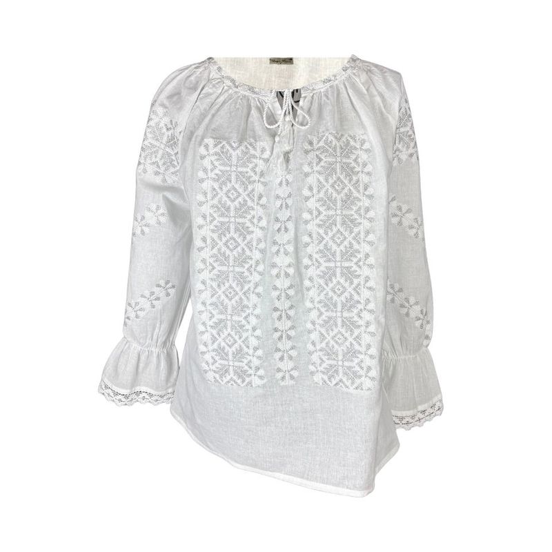 Fashion, accesorii si bijuterii - Femei - Imbracaminte femei - Camasi si bluze femei - Bluza dama O25 alb/argintiu marimea S - Infinity.ro