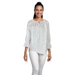 Fashion, accesorii si bijuterii - Femei - Imbracaminte femei - Camasi si bluze femei - Bluza dama O25 alb/argintiu , marimea L - Infinity.ro