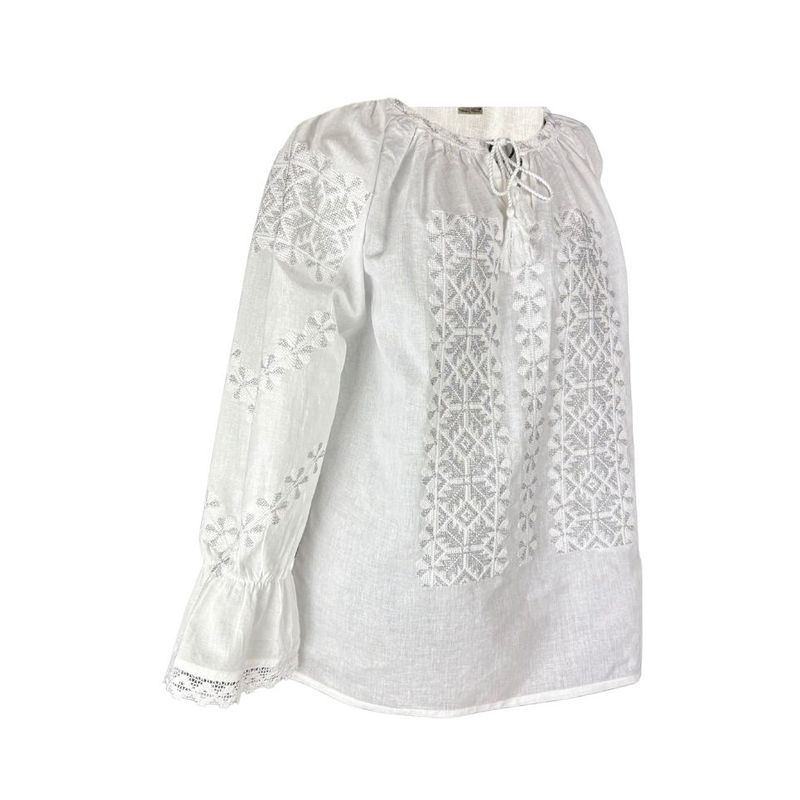 Fashion, accesorii si bijuterii - Femei - Imbracaminte femei - Camasi si bluze femei - Bluza dama O25 alb/argintiu , marimea L - Infinity.ro