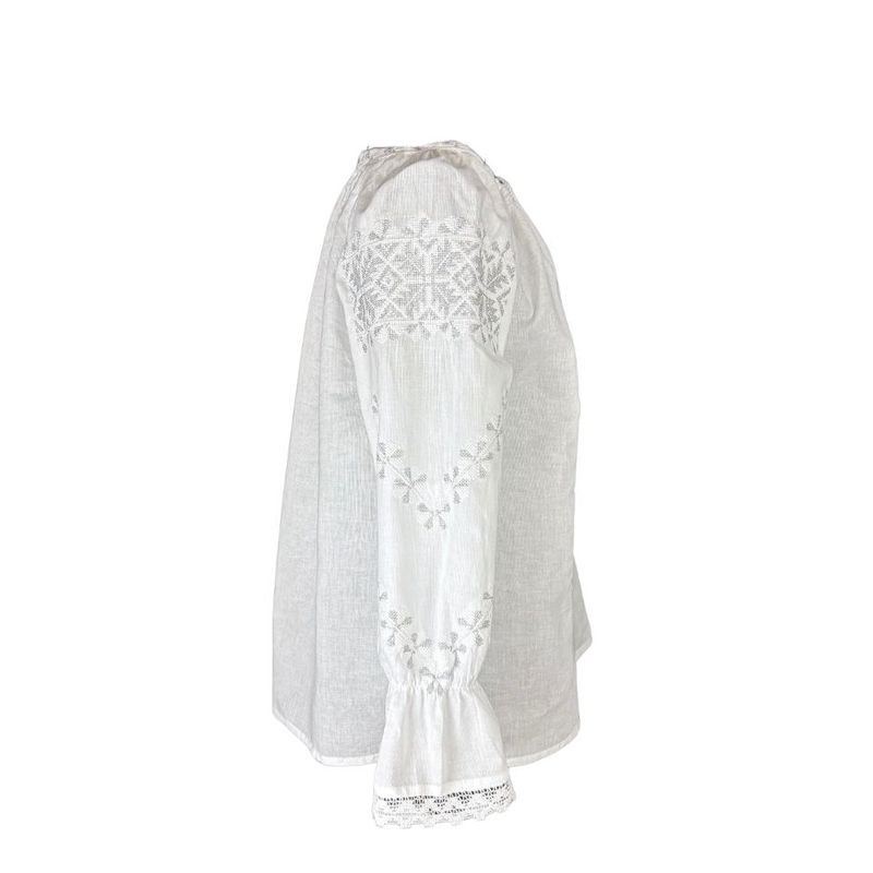 Fashion, accesorii si bijuterii - Femei - Imbracaminte femei - Camasi si bluze femei - Bluza dama O25 alb/argintiu , marimea L - Infinity.ro