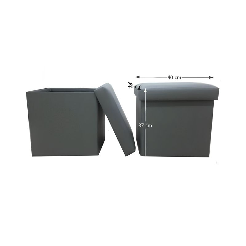 Casa si Gradina - Mobilier - Scaune si fotolii - Tabureti - Taburet pliabil, piele eco gri, TELA NEW - Infinity.ro