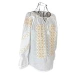 Fashion, accesorii si bijuterii - Femei - Imbracaminte femei - Camasi si bluze femei - Bluza dama O25 alb/auriu , marimea 2XL - Infinity.ro