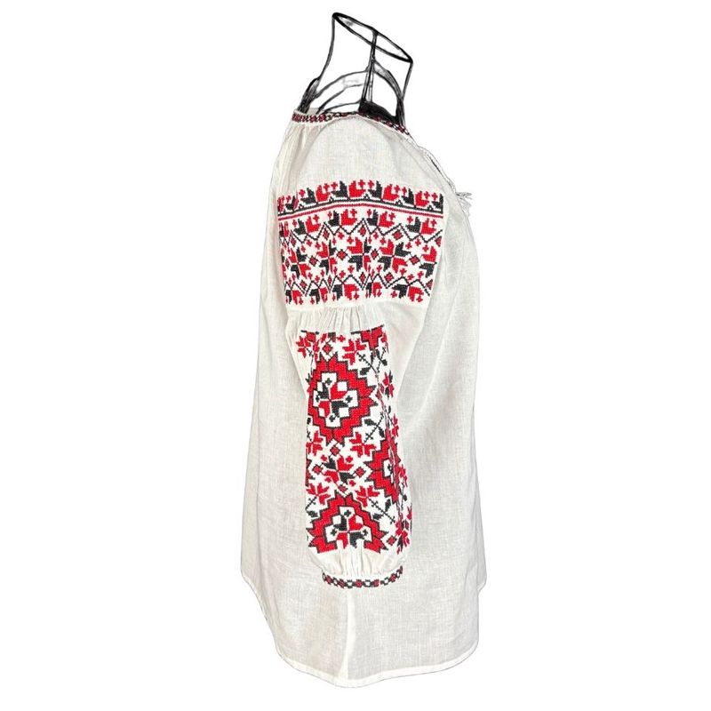 Fashion, accesorii si bijuterii - Femei - Imbracaminte femei - Camasi si bluze femei - Bluza dama O25 alb/rosu marimea S - Infinity.ro