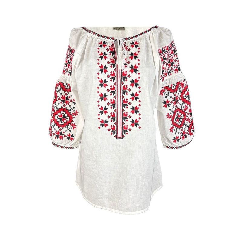Fashion, accesorii si bijuterii - Femei - Imbracaminte femei - Camasi si bluze femei - Bluza dama O25 alb/rosu marimea S - Infinity.ro