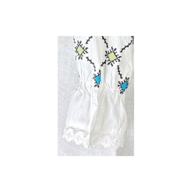 Fashion, accesorii si bijuterii - Femei - Imbracaminte femei - Camasi si bluze femei - Bluza dama O25 alb/albastru deschis , marimea 2XL - Infinity.ro