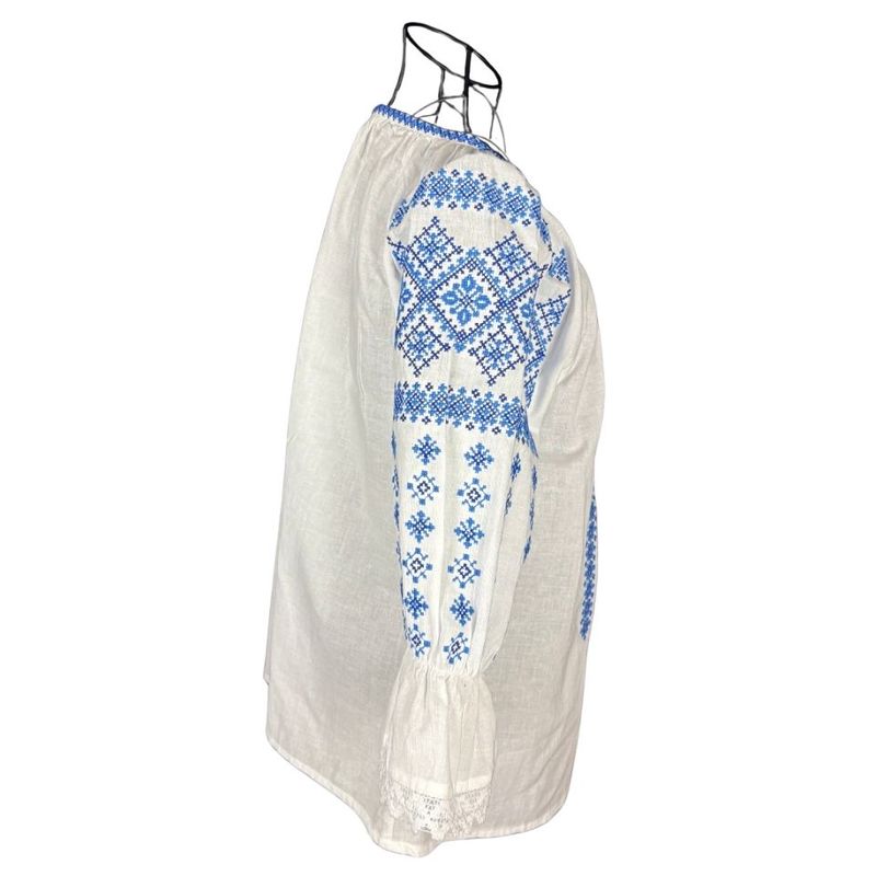Fashion, accesorii si bijuterii - Femei - Imbracaminte femei - Camasi si bluze femei - Bluza dama A26 alb/albastru , marimea XL - Infinity.ro