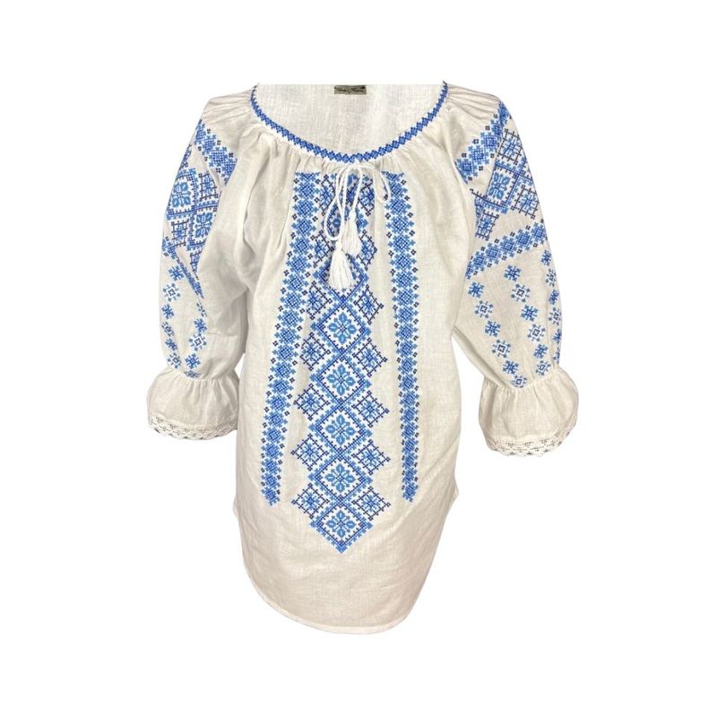 Fashion, accesorii si bijuterii - Femei - Imbracaminte femei - Camasi si bluze femei - Bluza dama A26 alb/albastru , marimea 2XL - Infinity.ro