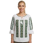 Fashion, accesorii si bijuterii - Femei - Imbracaminte femei - Camasi si bluze femei - Bluza dama A26 alb/verde , marimea 3XL - Infinity.ro