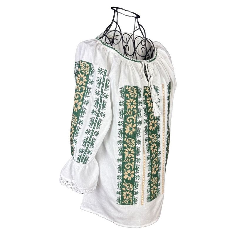 Fashion, accesorii si bijuterii - Femei - Imbracaminte femei - Camasi si bluze femei - Bluza dama A26 alb/verde , marimea 3XL - Infinity.ro