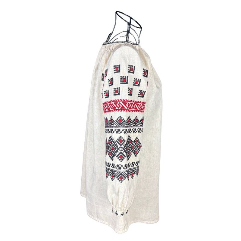 Fashion, accesorii si bijuterii - Femei - Imbracaminte femei - Camasi si bluze femei - Bluza dama A26 bej/rosu , marimea 2XL - Infinity.ro