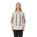 Fashion, accesorii si bijuterii - Femei - Imbracaminte femei - Camasi si bluze femei - Bluza dama A26 bej/rosu , marimea 2XL - Infinity.ro