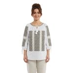 Fashion, accesorii si bijuterii - Femei - Imbracaminte femei - Camasi si bluze femei - Bluza dama A26 alb/bej , marimea XL - Infinity.ro