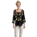 Fashion, accesorii si bijuterii - Femei - Imbracaminte femei - Camasi si bluze femei - Bluza dama RS25 negru/auriu , marimea M - Infinity.ro