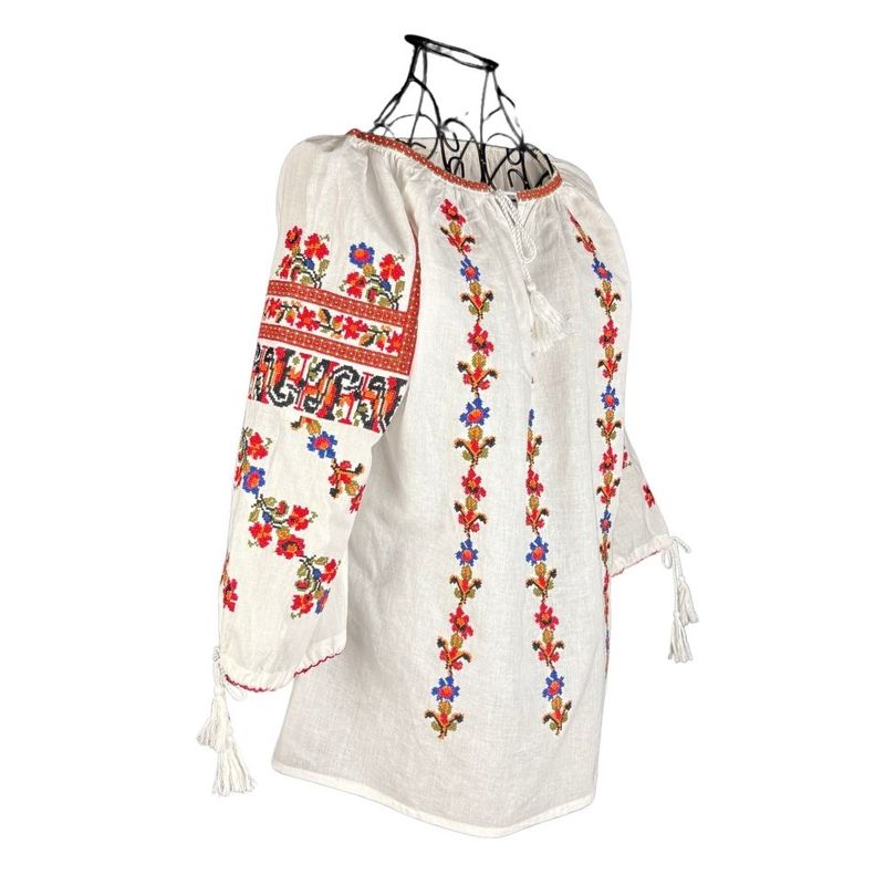 Fashion, accesorii si bijuterii - Femei - Imbracaminte femei - Camasi si bluze femei - Bluza dama tip ie R25 alb/albastru marimea S - Infinity.ro
