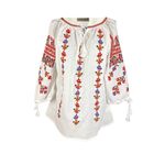Fashion, accesorii si bijuterii - Femei - Imbracaminte femei - Camasi si bluze femei - Bluza dama tip ie R25 alb/albastru , marimea M - Infinity.ro