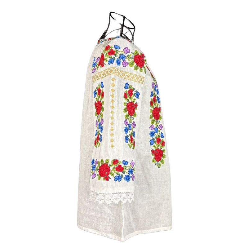 Fashion, accesorii si bijuterii - Femei - Imbracaminte femei - Camasi si bluze femei - Bluza dama tip ie R256  alb/mov , marimea XL - Infinity.ro