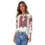 Fashion, accesorii si bijuterii - Femei - Imbracaminte femei - Camasi si bluze femei - Bluza dama tip ie R256  alb/rosu marimea S - Infinity.ro