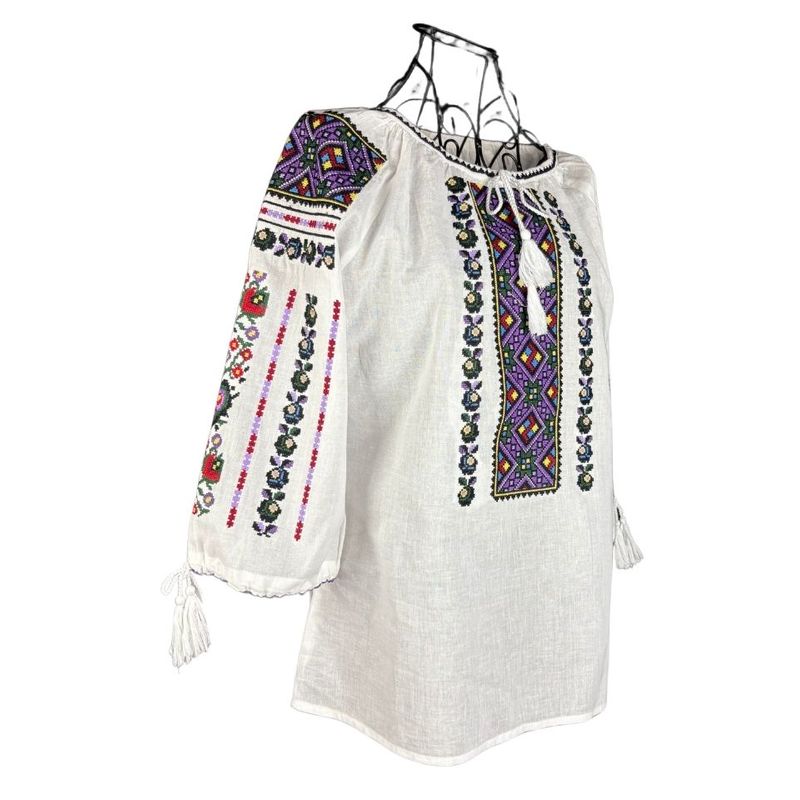 Fashion, accesorii si bijuterii - Femei - Imbracaminte femei - Camasi si bluze femei - Bluza dama tip ie R256  alb/galben , marimea M - Infinity.ro