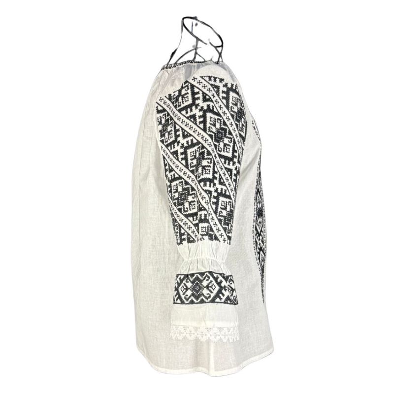 Fashion, accesorii si bijuterii - Femei - Imbracaminte femei - Camasi si bluze femei - Bluza dama tip ie 257 alb/negru mahon , marimea 2XL - Infinity.ro