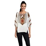Fashion, accesorii si bijuterii - Femei - Imbracaminte femei - Camasi si bluze femei - Bluza dama DF alb/portocaliu , marimea XL - Infinity.ro