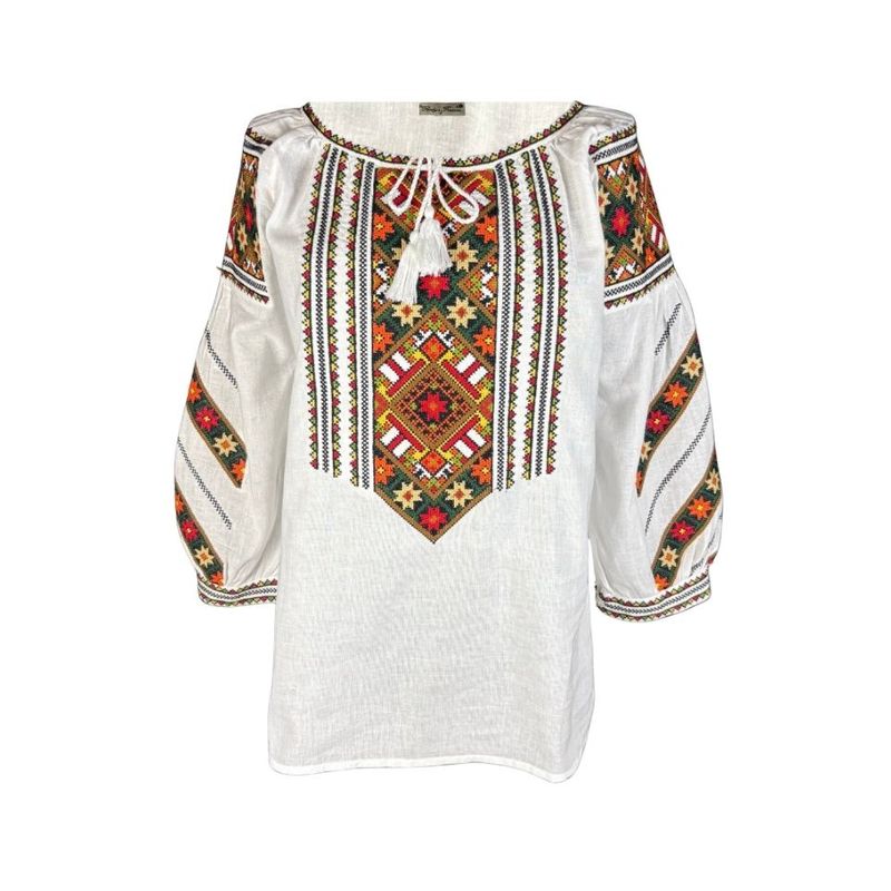 Fashion, accesorii si bijuterii - Femei - Imbracaminte femei - Camasi si bluze femei - Bluza dama DF alb/portocaliu , marimea XL - Infinity.ro